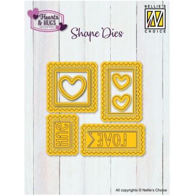 Nellie's Choice Cutting Dies - Postal Stamps with Hearts